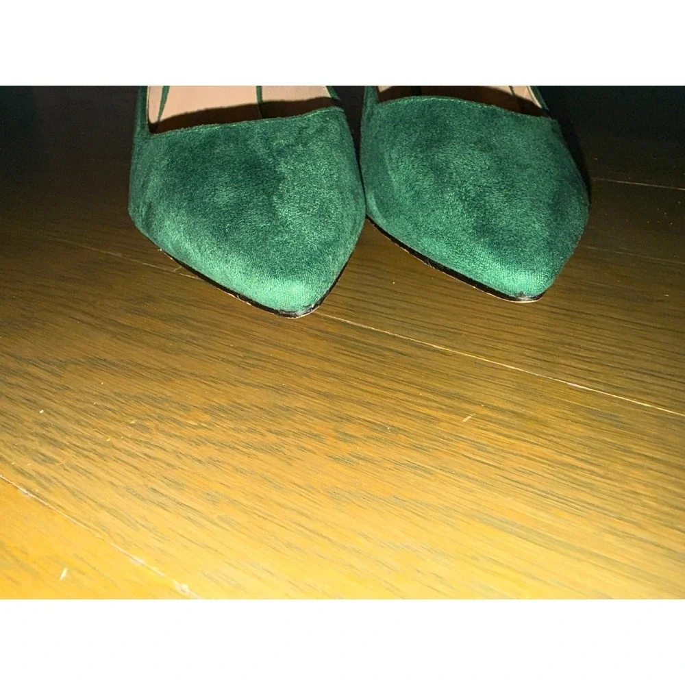 Joy in Love Emerald Green Pointed Toe Kitten Heel Pumps Womens 6.5 Faux Suede